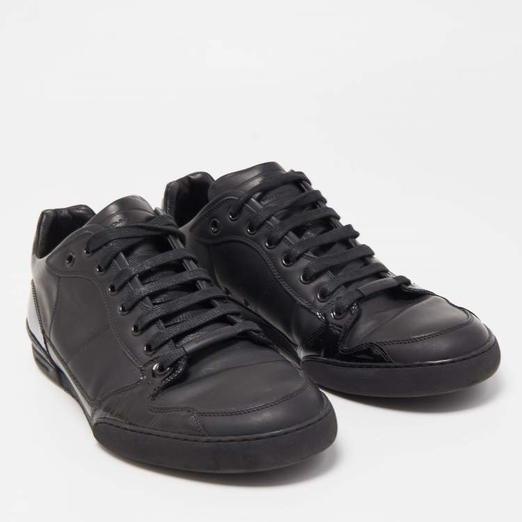 Pre Owned Dior Black Patent and Leather Low Top Sneakers Size 42.5