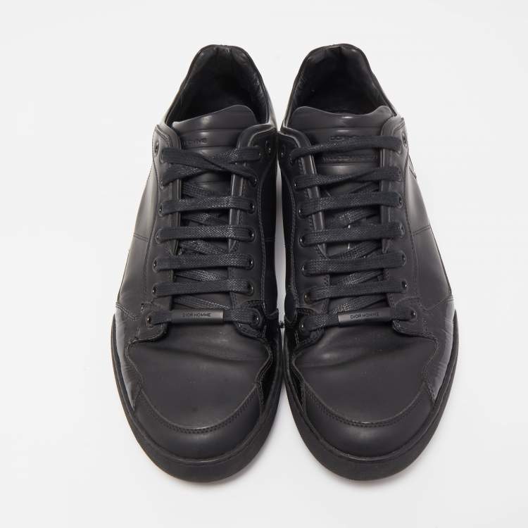 Pre Owned Dior Black Patent and Leather Low Top Sneakers Size 42.5