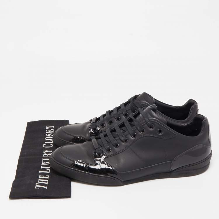 Pre Owned Dior Black Patent and Leather Low Top Sneakers Size 42.5
