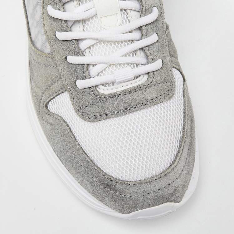 Pre Owned Dior Grey Oblique Mesh and Suede B25 Sneakers Size 40
