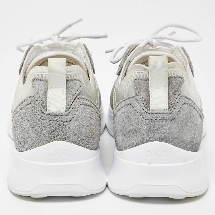 Pre Owned Dior Grey Oblique Mesh and Suede B25 Sneakers Size 40