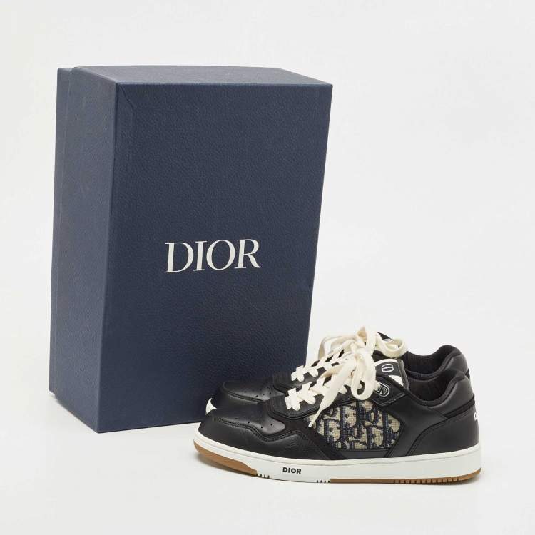 Pre Owned Dior Black Leather and Canvas Low Top Sneakers Size 42.5