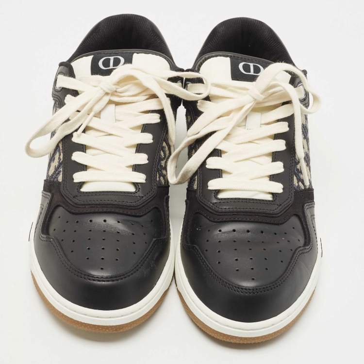 Pre Owned Dior Black Leather and Canvas Low Top Sneakers Size 42.5