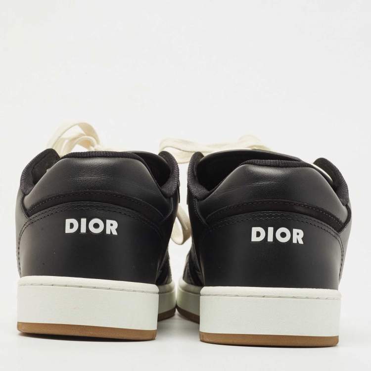 Pre Owned Dior Black Leather and Canvas Low Top Sneakers Size 42.5