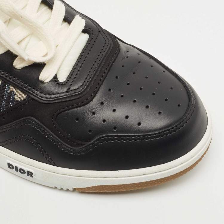 Pre Owned Dior Black Leather and Canvas Low Top Sneakers Size 42.5