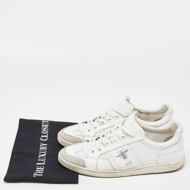 Pre Owned Dior White/Grey Leather and Suede D-Bee Low Top Sneakers Size 40