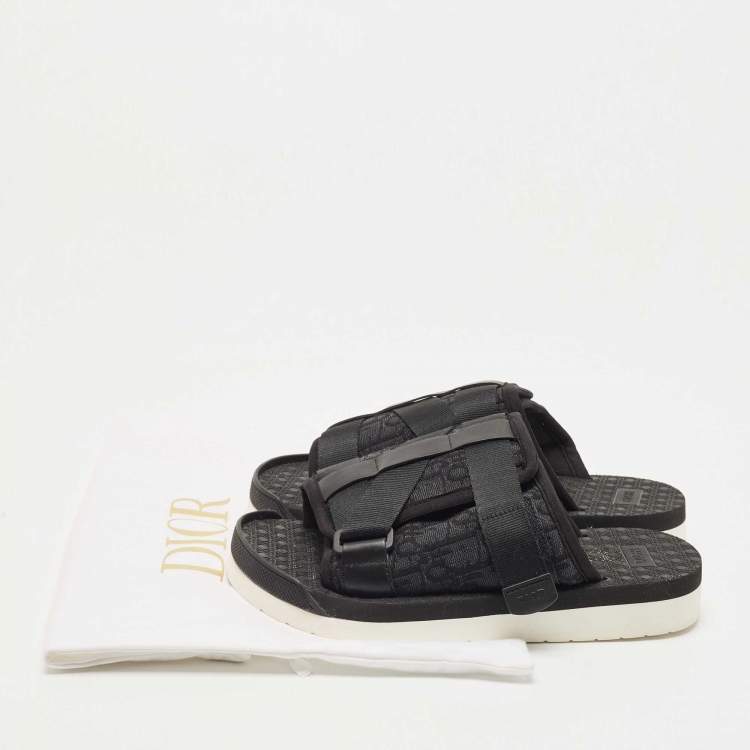 Pre Owned Dior Black Canvas and Leather Alpha Sandals Size 39