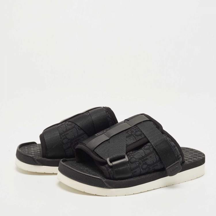 Pre Owned Dior Black Canvas and Leather Alpha Sandals Size 39