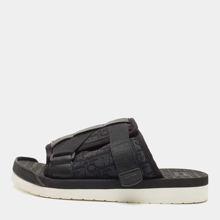 Pre Owned Dior Black Canvas and Leather Alpha Sandals Size 39