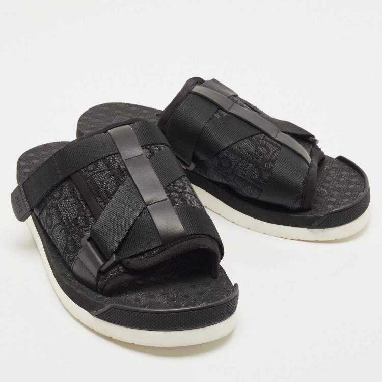 Pre Owned Dior Black Canvas and Leather Alpha Sandals Size 39