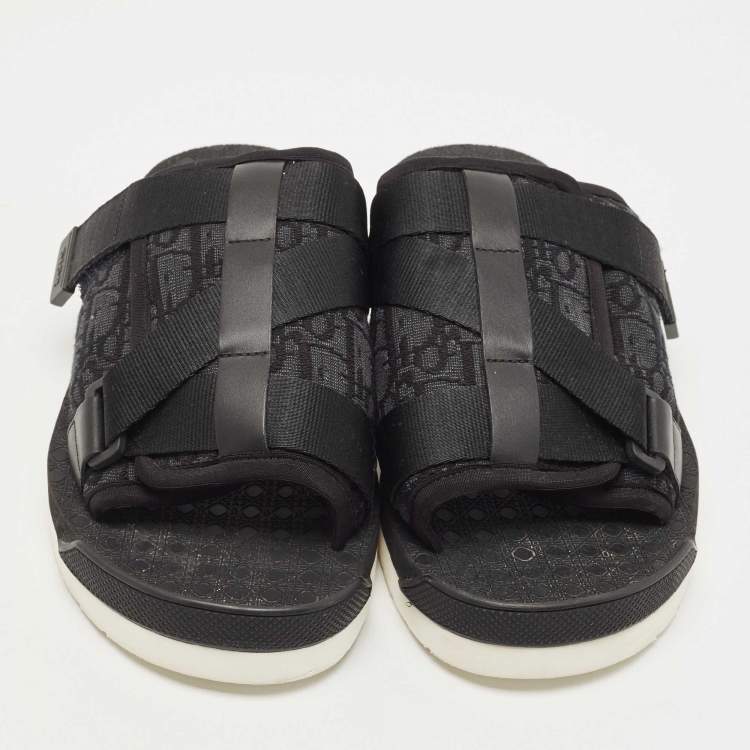 Pre Owned Dior Black Canvas and Leather Alpha Sandals Size 39