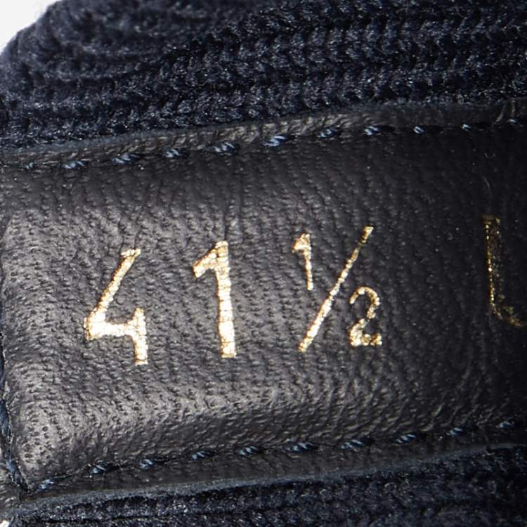 Pre Owned Dior Navy Blue Leather and Fabric Walk n Dior High Top Sneakers Size 41.5