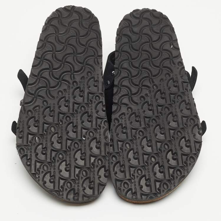 Pre Owned Dior X Birkenstock Black Suede Milano Flat Sandals Size 38