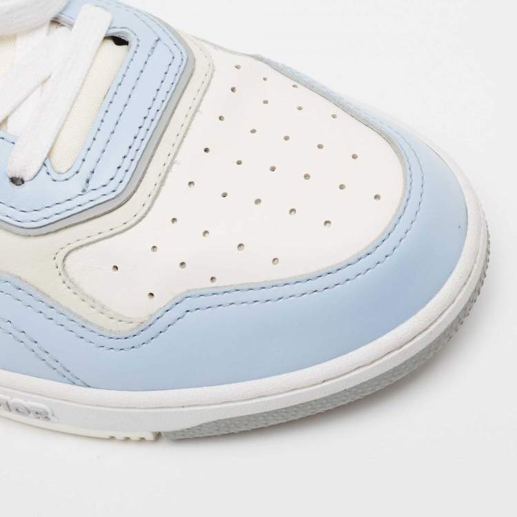 Pre Owned Dior Blue/White Leather and Oblique Canvas B27 Sneakers Size 43