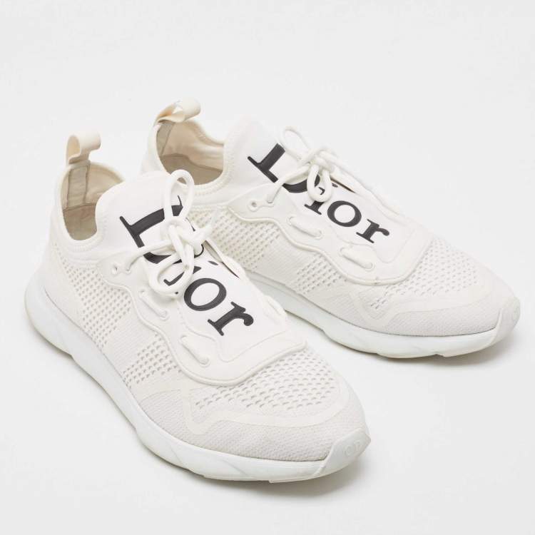 Pre Owned Dior White Knit Fabric B21 Neo Low Top Sneakers Size 43