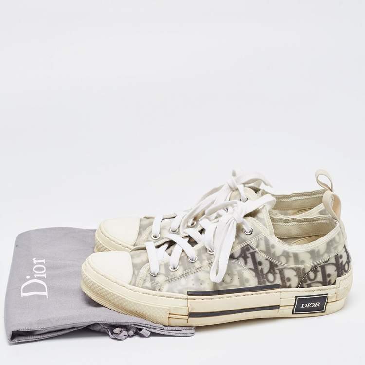 Pre Owned Dior Green/White Rubber and Mesh B23 Low Top Sneakers Size 41.5