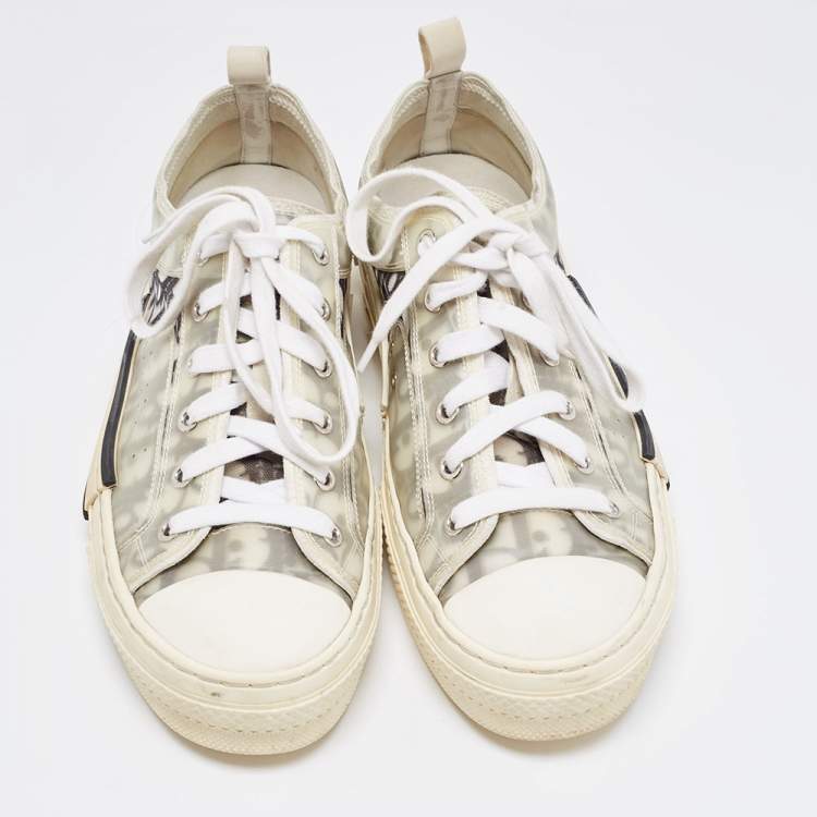 Pre Owned Dior Green/White Rubber and Mesh B23 Low Top Sneakers Size 41.5