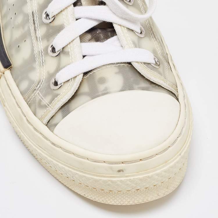 Pre Owned Dior Green/White Rubber and Mesh B23 Low Top Sneakers Size 41.5