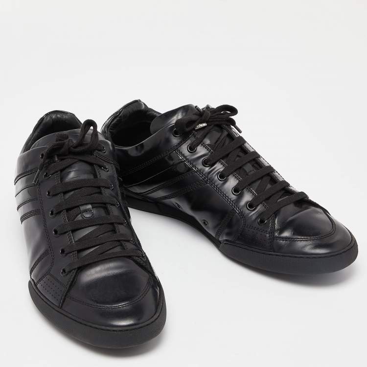 Pre Owned Dior Black Leather Homme Low Top Sneakers Size 43