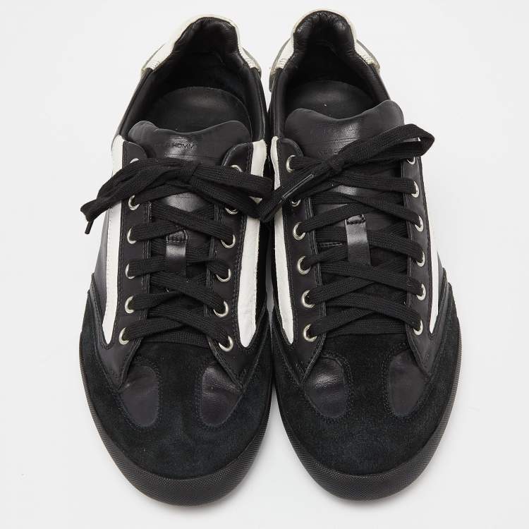 Pre Owned Dior Black/White Leather and Suede homme Sneakers Size 41.5