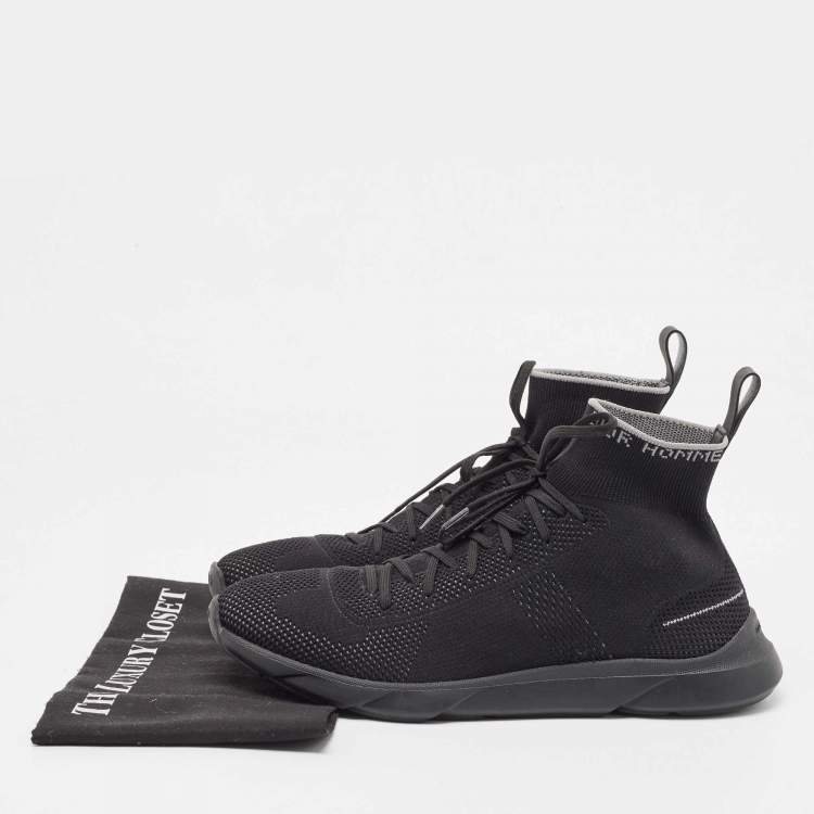 Pre Owned Dior Black Knit Fabric B21 High Top Sneakers Size 44