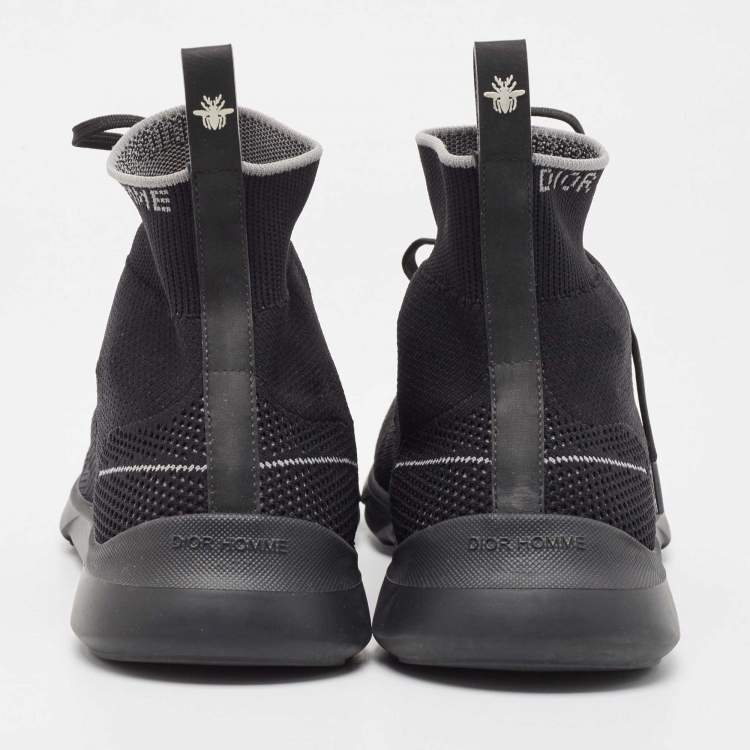 Pre Owned Dior Black Knit Fabric B21 High Top Sneakers Size 44