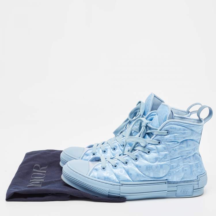 Pre Owned Dior Blue Oblique Quilted Fabric B23 High Top Sneakers Size 42.5