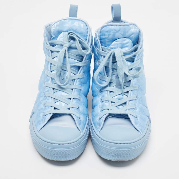 Pre Owned Dior Blue Oblique Quilted Fabric B23 High Top Sneakers Size 42.5