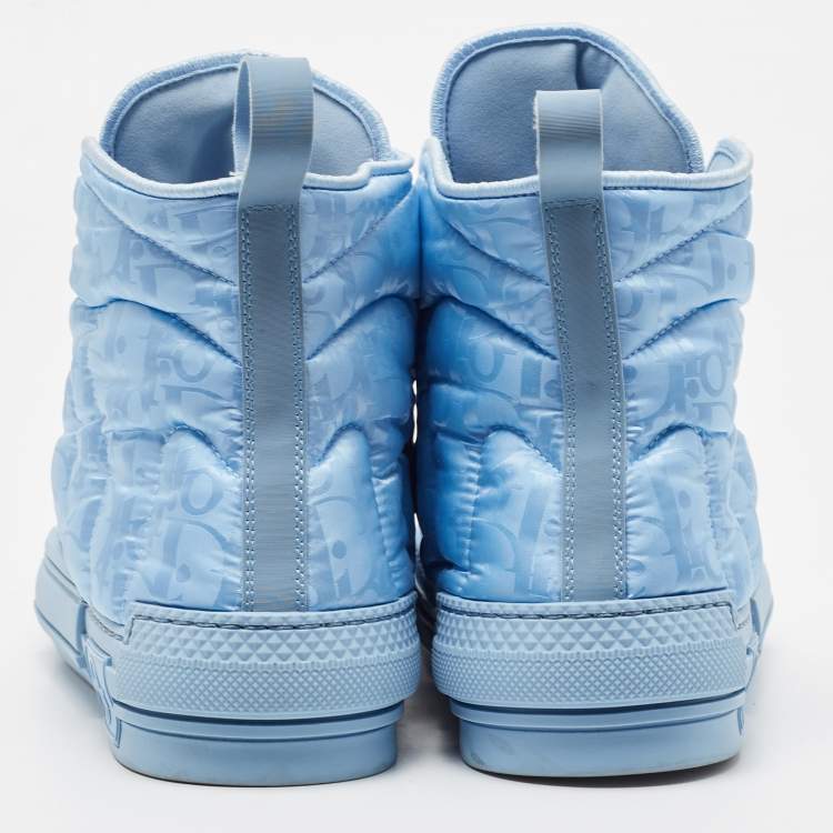 Pre Owned Dior Blue Oblique Quilted Fabric B23 High Top Sneakers Size 42.5