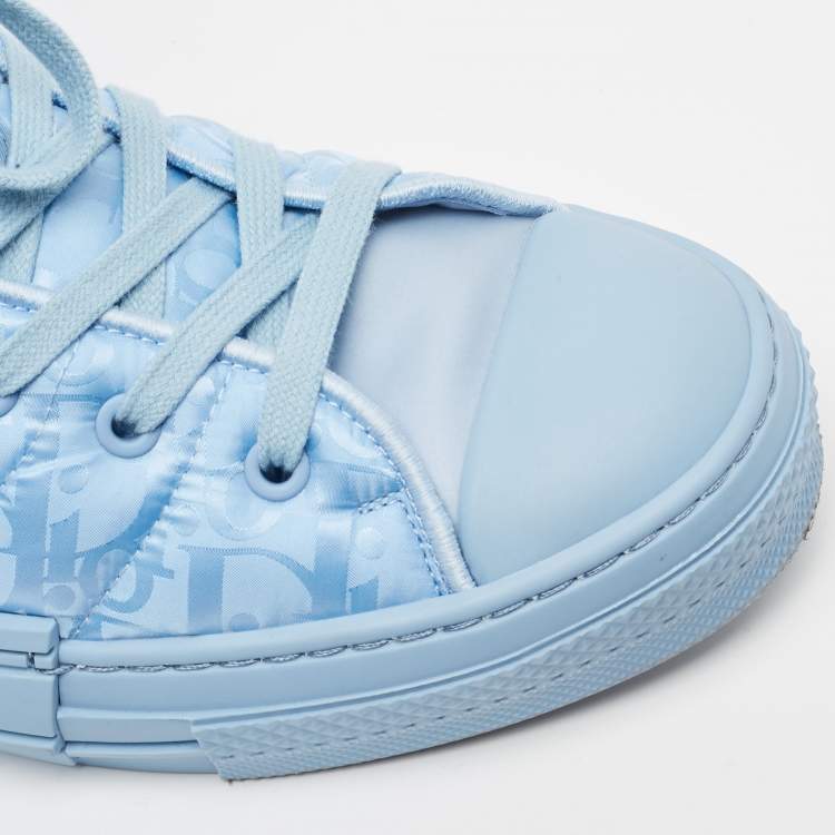 Pre Owned Dior Blue Oblique Quilted Fabric B23 High Top Sneakers Size 42.5