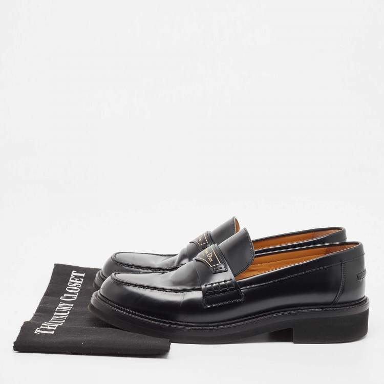 Pre Owned Dior Black Leather Boy Loafers Size 41