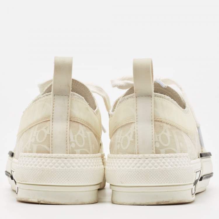 Pre Owned Dior White Oblique Mesh and Rubber B23 Low Top Sneakers Size 41.5