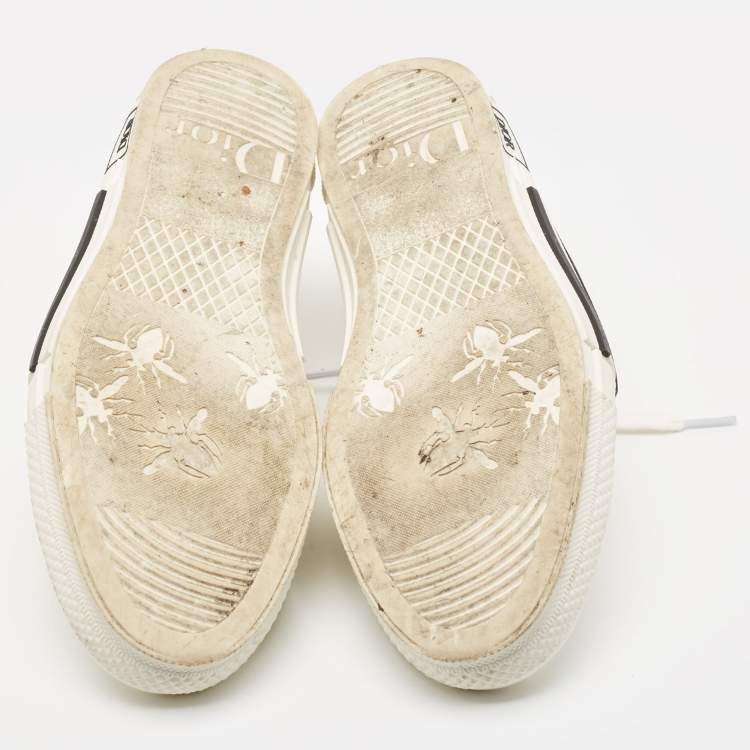 Pre Owned Dior White Oblique Mesh and Rubber B23 Low Top Sneakers Size 41.5