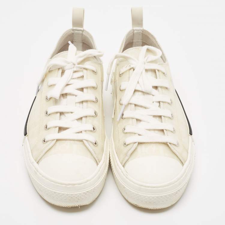 Pre Owned Dior White Oblique Mesh and Rubber B23 Low Top Sneakers Size 41.5