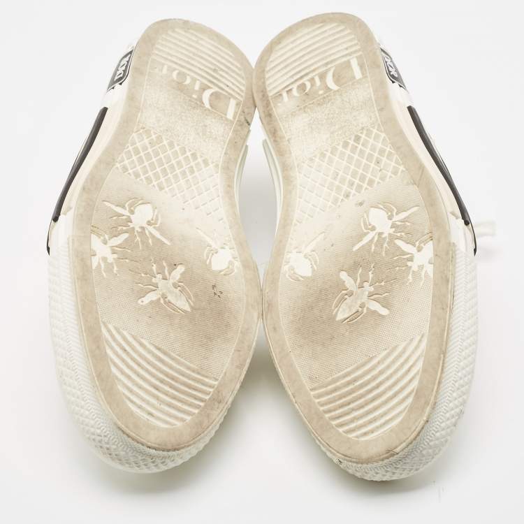 Pre Owned Dior White/Black Oblique Mesh and Rubber B23 Sneakers Size 42