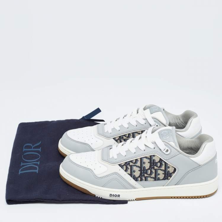 Pre Owned Dior Grey/White Leather and Canvas B27 Low Top Sneakers Size 43