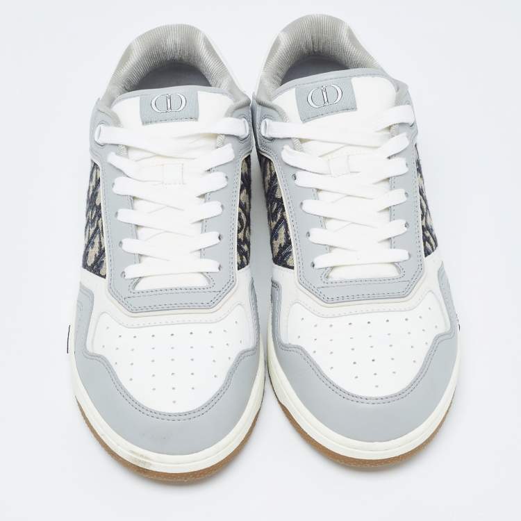 Pre Owned Dior Grey/White Leather and Canvas B27 Low Top Sneakers Size 43