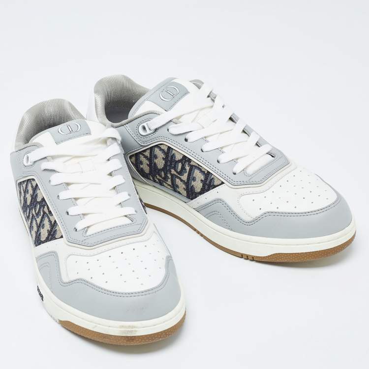 Pre Owned Dior Grey/White Leather and Canvas B27 Low Top Sneakers Size 43
