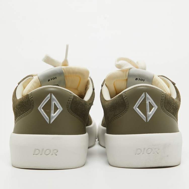Pre Owned Dior Green Suede and Leather Low Top Sneakers Size 42