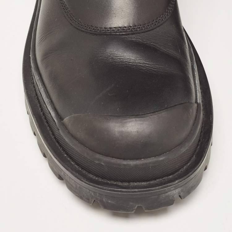 Pre Owned Dior Black Leather and Canvas High Top Combat Boots Size 42