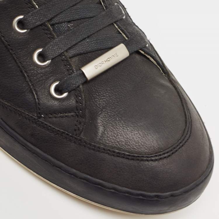 Pre Owned Dior Black/Grey Leather Homme Monochrome High Top Sneakers Size 44