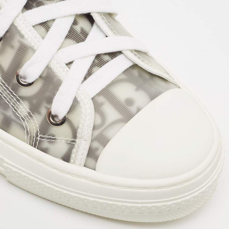 Pre Owned Dior Two Tone Oblique Mesh and Rubber B23 High Top Sneakers Size 40.5
