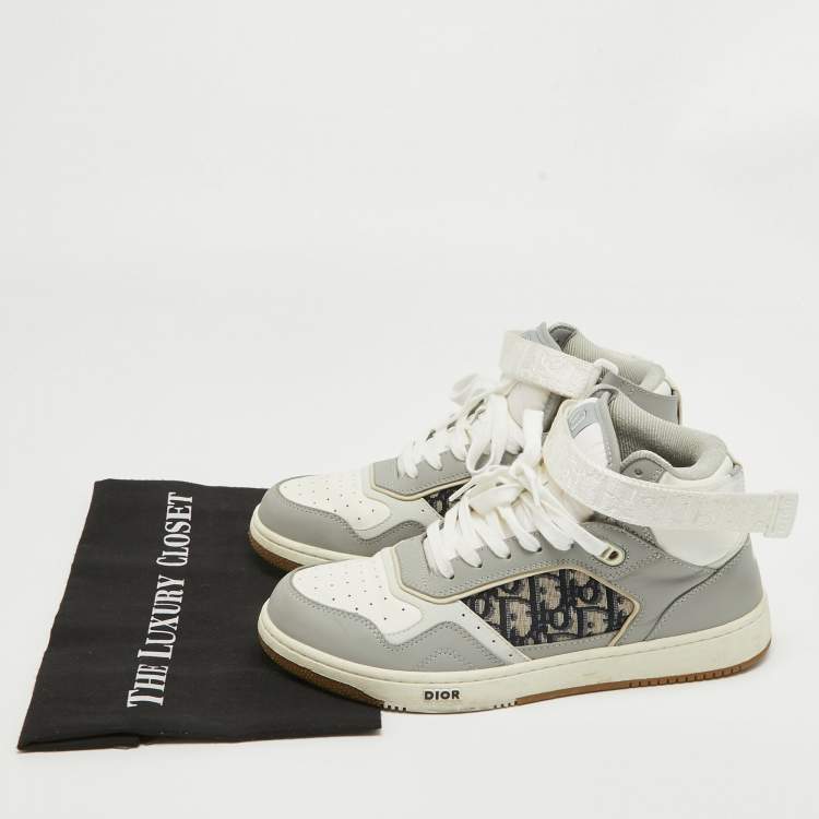 Pre Owned Christian Dior Leather and Canvas B27 High Top Sneakers Size 42