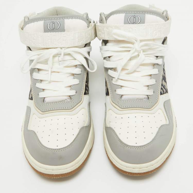 Pre Owned Christian Dior Leather and Canvas B27 High Top Sneakers Size 42