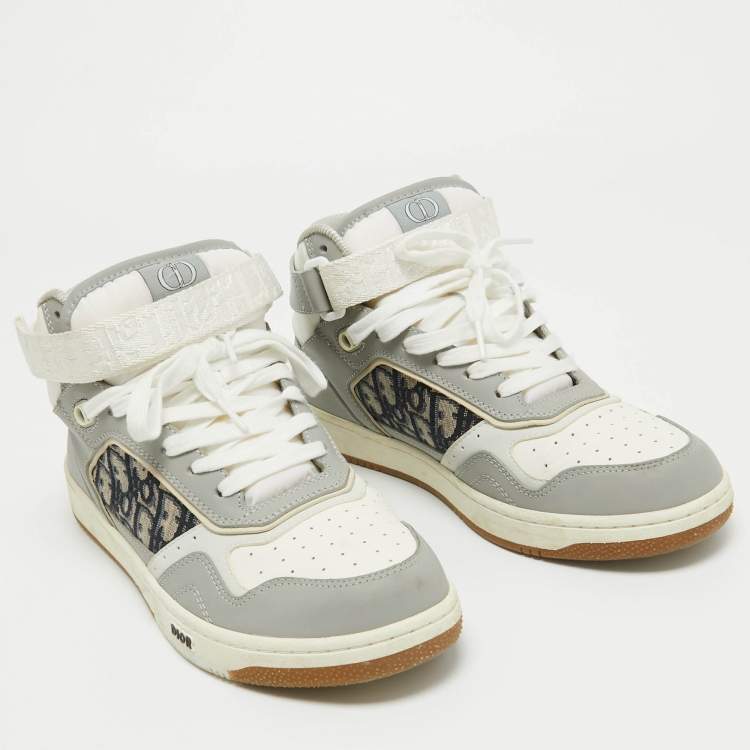 Pre Owned Christian Dior Leather and Canvas B27 High Top Sneakers Size 42