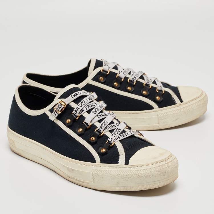 Pre Owned Dior Navy Blue Canvas Walk'n'Dior Low Top Sneakers Size 42