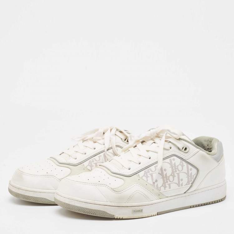 Pre Owned Dior White/Grey Leather B27 Low Top Sneakers Size 46