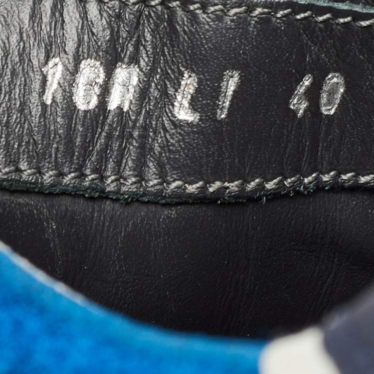 Pre Owned Dior Blue/Grey Suede and Leather Bo2 Lace Up Sneakers Size 40