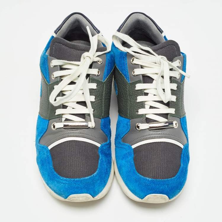 Pre Owned Dior Blue/Grey Suede and Leather Bo2 Lace Up Sneakers Size 40