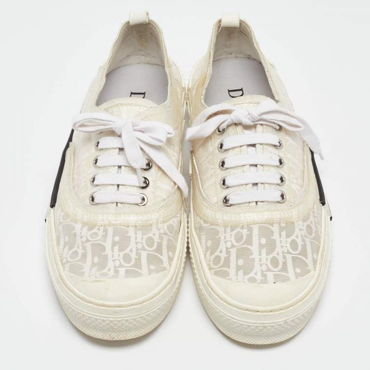 Pre Owned Dior White Oblique Canvas Walk'n'Dior Sneakers Size 45
